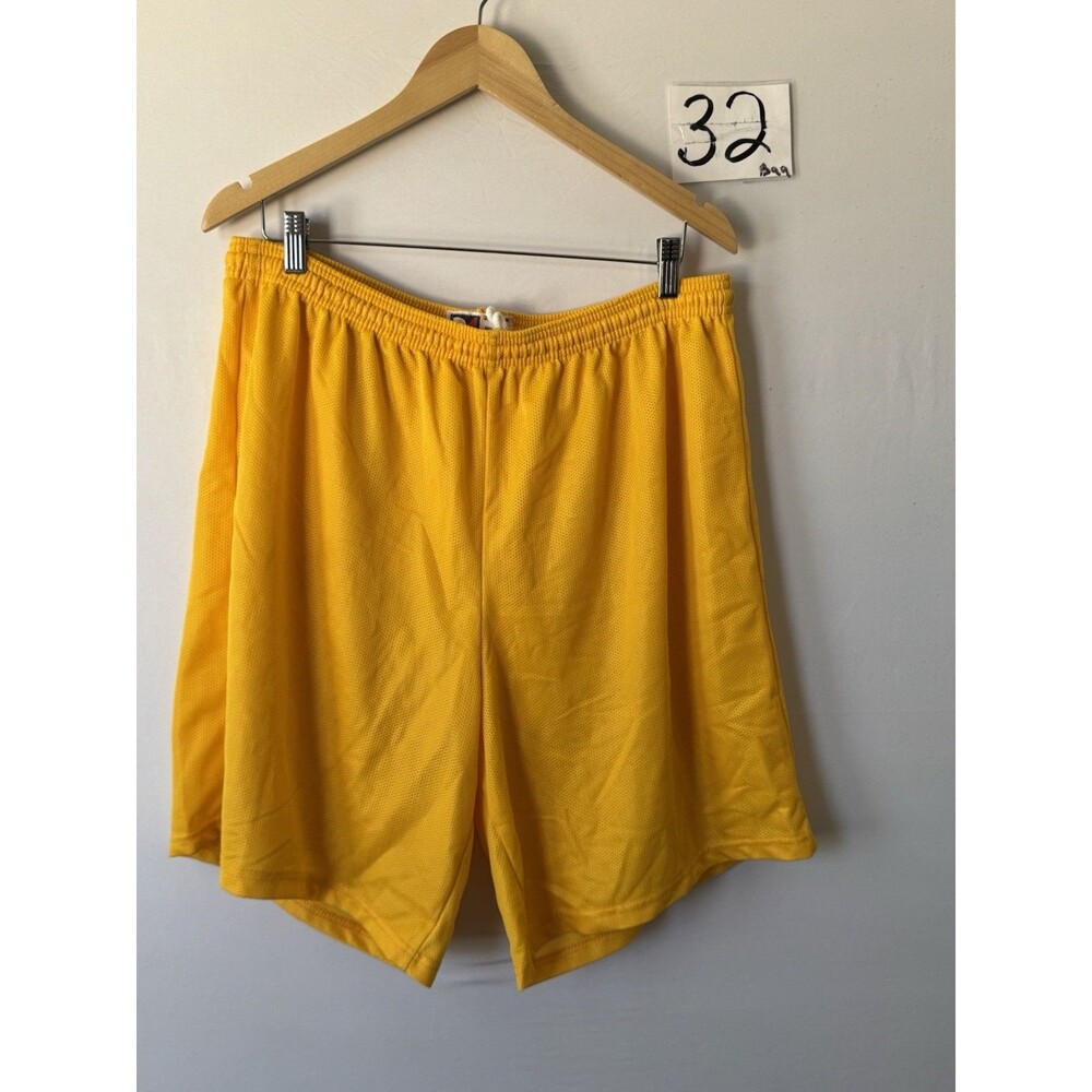 Vintage A4 Sports Basketball Shorts Mens XL Gold Yellow Mesh Made USA Y2K
